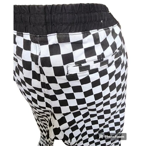 Forever 21 Mens Checkered Jeans Size Medium Black/White Pullon Drawstring Close - Picture 5 of 7